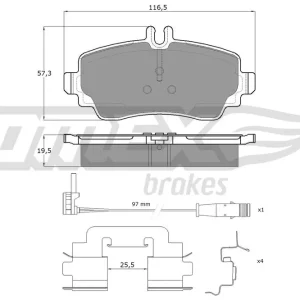 Cena promocyjna Zestaw klocków hamulcowych, hamulce tarczowe TOMEX BRAKES TX 12-751