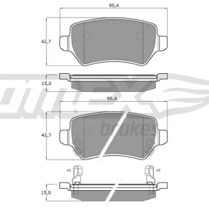 Oferta limitowana Zestaw klocków hamulcowych, hamulce tarczowe TOMEX BRAKES TX 12-97