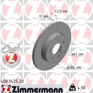 Oferta czasowa Tarcza hamulcowa ZIMMERMANN 400.1425.20
