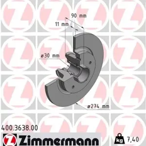 Najlepsza cena Tarcza hamulcowa ZIMMERMANN 400.3638.00