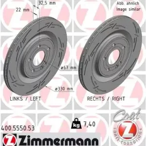 Hit sprzedaży Tarcza hamulcowa ZIMMERMANN 400.5550.53