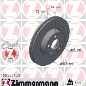 Tarcza hamulcowa ZIMMERMANN 400.5574.30 Wysoka jakość