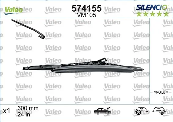 Wycieraczki VALEO 574155 VM105 Łatwy zwrot