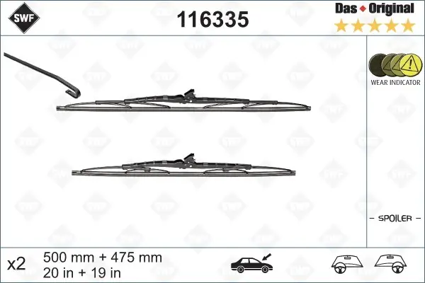 Dostępne od ręki Wycieraczki 500sp/475 SWF 116335