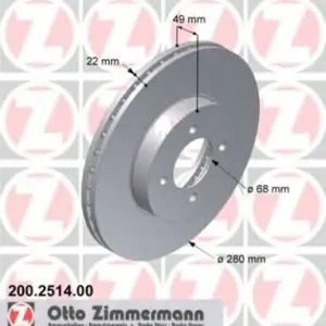 Łatwy zwrot Tarcza hamulcowa ZIMMERMANN 200.2514.00 402062F501