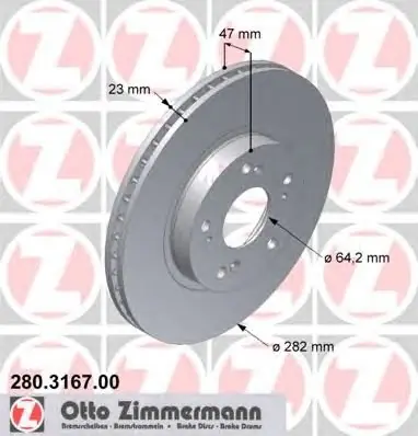 Bestseller Tarcza hamulcowa ZIMMERMANN 280.3167.00 45251S7AN10